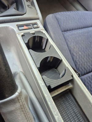 BMW E46 cup holder with carbon fiber effect, new
