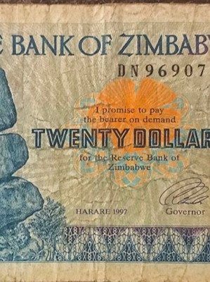 Χαρτονόμισμα Zimbabwe 20 Dollars μεταχειρισμένο 1997
