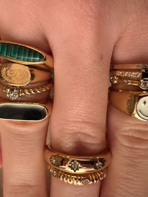 Meer Jewelry rings like new, silver and gold-plated steel