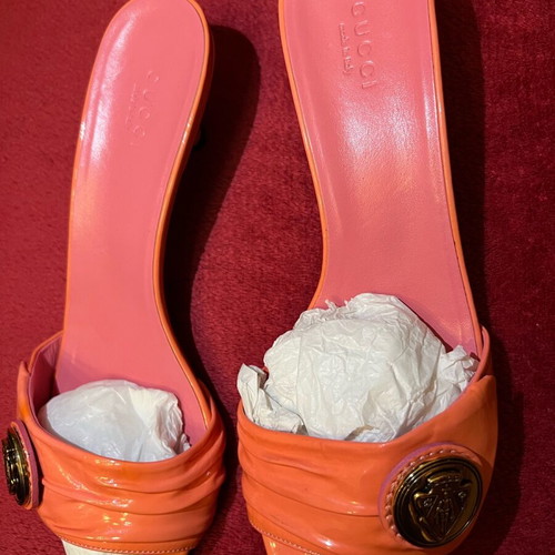 Gucci Margot sandals size 38 like new, sushi pink, 3.5cm heel