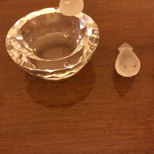 Swarovski ashtray used, crystal with bird decoration
