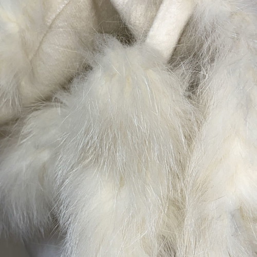 Luxury wool cape new with real fur and pockets