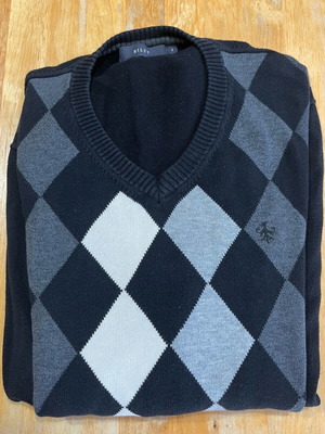 Riley cotton sweater S like new, black and white diamonds