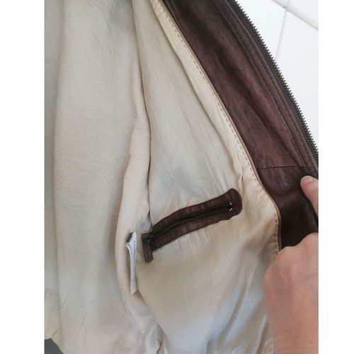 Massimo Dutti leather jacket used, brown, size XS-Small