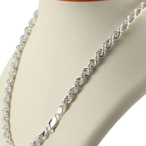 Silver 925 Rope Chain Necklace and Bracelet Set