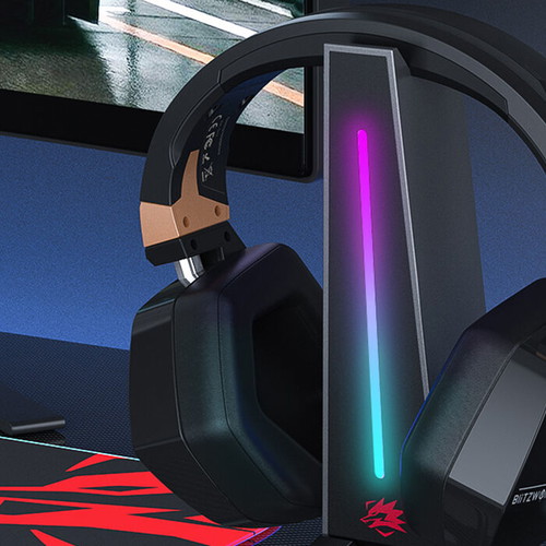 Blitzwolf BW-GTK0 RGB Headphone Stand like new with USB 2.0 and audio port