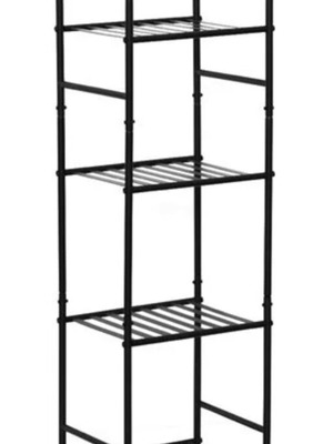 Μεταλλική ραφιέρα 4 θέσεων, μαύρη, 33.5x27.5x116εκ