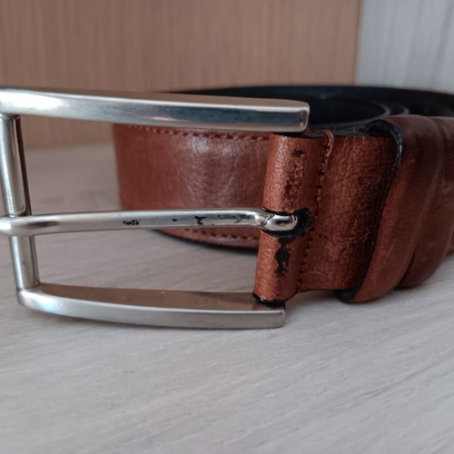Brown leather men's belt, 105 cm