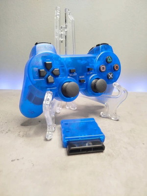 Controller for PlayStation 2 wireless, new, blue transparent