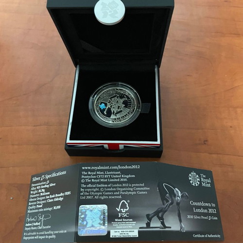 Silver 5 Pounds Coin 2010 London 2012 Olympic Games new