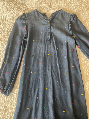 Jeans dress with colorful polka dots for 10-year-old girl like new