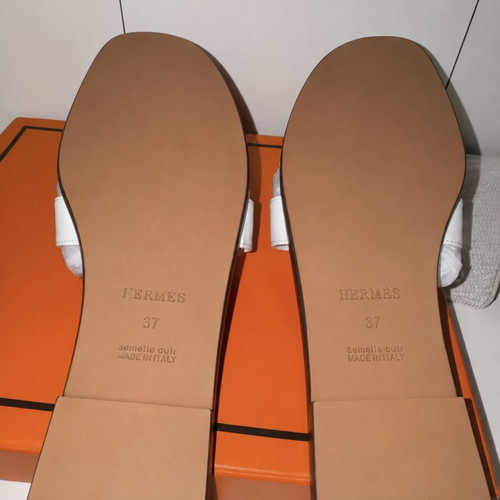 Hermes white H-style sandals size 37