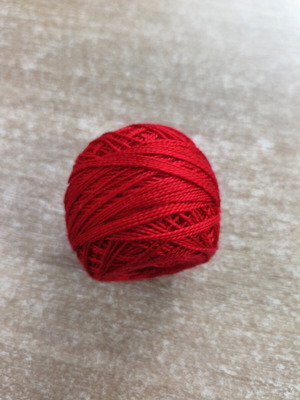 Perlovka Cotton Perle No8 knitting lace thread like new, intense red