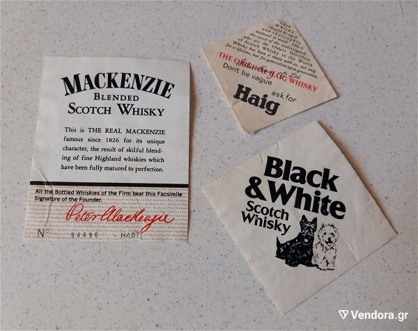  etiketa - Mackenzie Blended Scotch Whisky, Black & White Scotch Whisky, Haig Whisky
