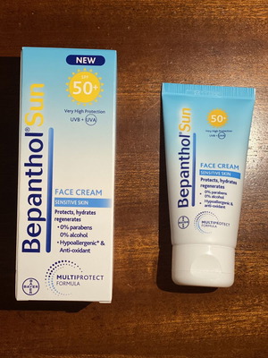 Bepanthol Sun κρέμα προσώπου για ευαίσθητη επιδερμίδα SPF50 50ml καινούργιο