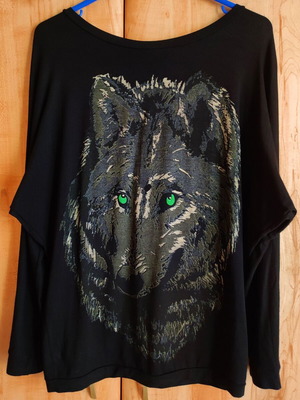 Gianni Rodini long-sleeve black blouse with wolf design used