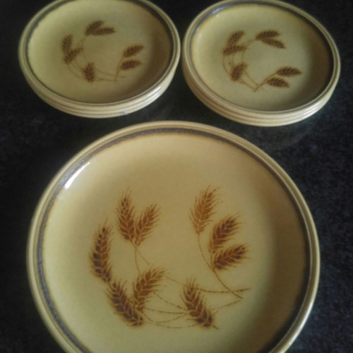 Σετ πιάτων Biltons England vintage 7 τεμαχίων σαν καινούργιο, μουσταρδί με σχέδιο στάχυ