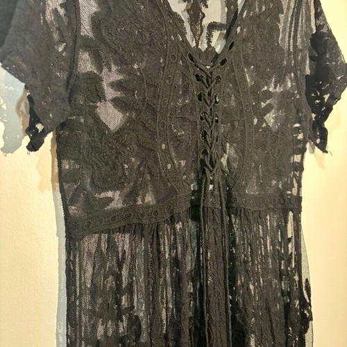 Shein dress one size black embroidered new
