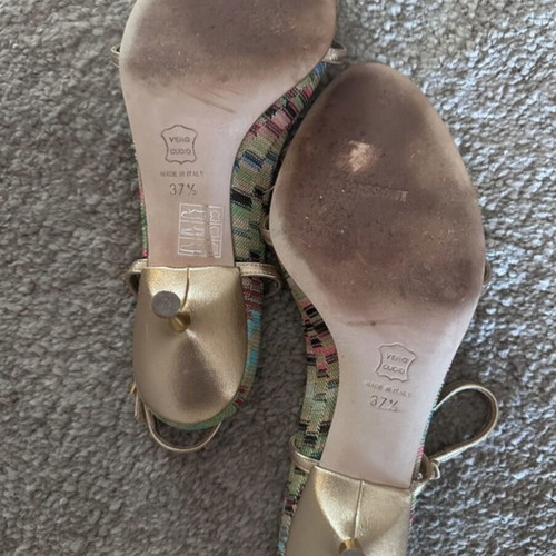 Missoni sandals like new, gold leather, size 37.5, 6cm heel