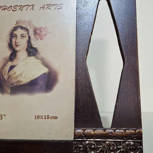 Wooden photo frame with metal details like new, ornate classic