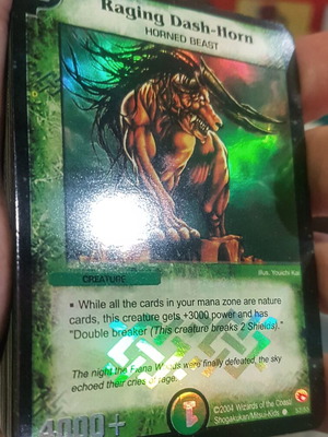 Raging Dash Horn Duel Masters 2004 TCG card like new with holo foil