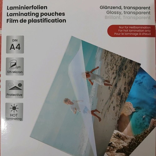 Laminating pouches A4 125 micron new, 100 pieces