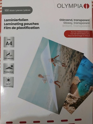 Laminating pouches A4 125 micron new, 100 pieces