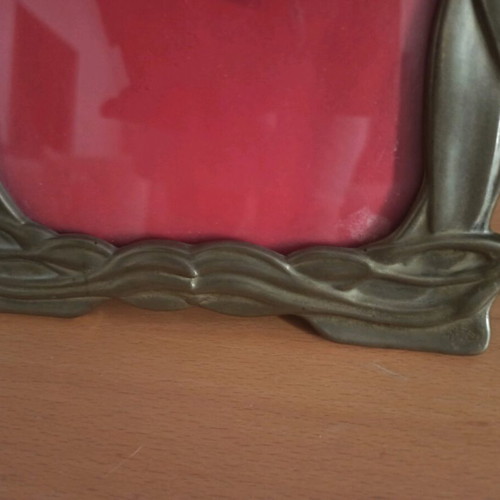 Vintage brass photo frame 17.5x20 cm with blue velvet, like new