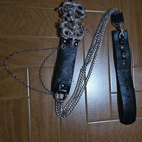Leather belt 105cm, black