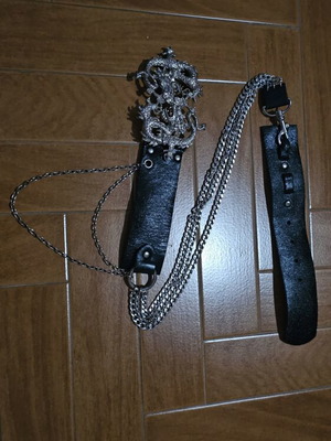 Leather belt 105cm, black