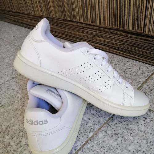 Adidas Advantage used genuine leather size 39 1/3 white sneakers
