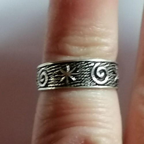 Silver 925 ankle ring with embossed stars and spirals new