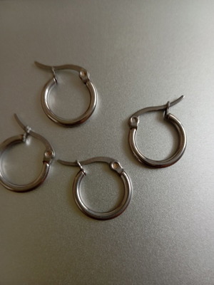 Silver hoop earrings set of 4, new, small
