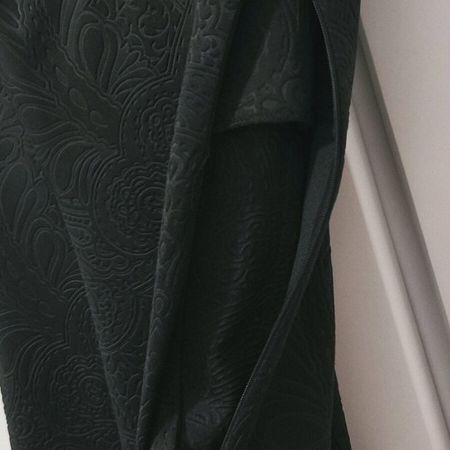Lussile Black Dress with Brocade Embossed Patterns New, Size Small
