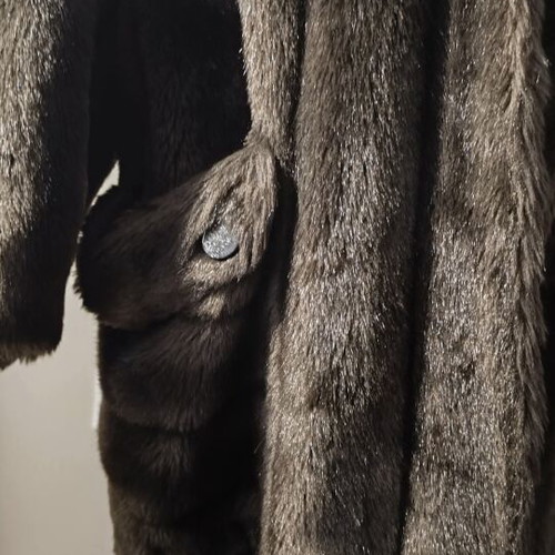 Vintage faux fur coat Louis Feraud large oversized brown like new