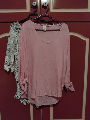 H&M summer blouses, white and pink, size M