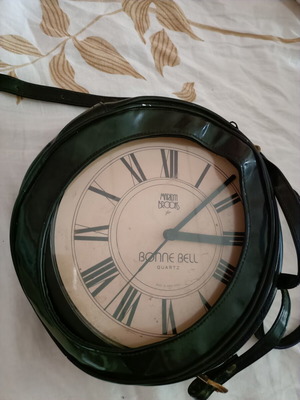 Marylin Brooks for Bonnie Bell clock bag used, black, 80s style