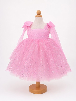 Glitter pink dress for baby girl 12-24 months, luxury elegant