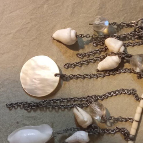 Accessorize necklace new with mother of pearl, shells, crystals, and metal details