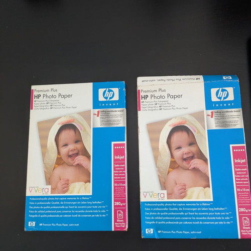 HP Inkjet photo paper like new, packs of 19 and 25 sheets, 10x15 cm, 280gsm satin-matte