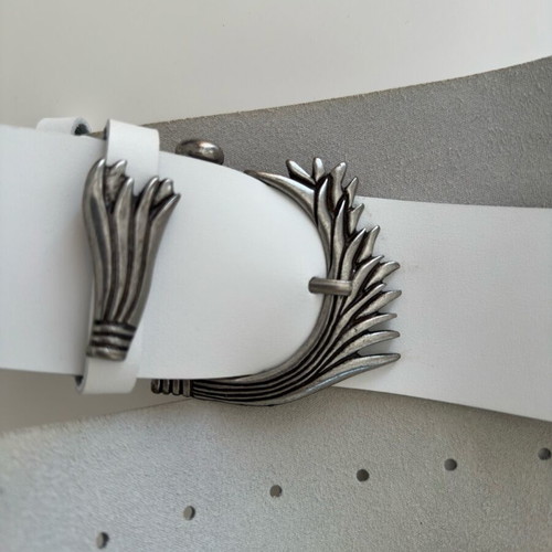 Leather Belt σαν καινούργιο, άσπρη δερμάτινη ζώνη μέσης 60-100cm