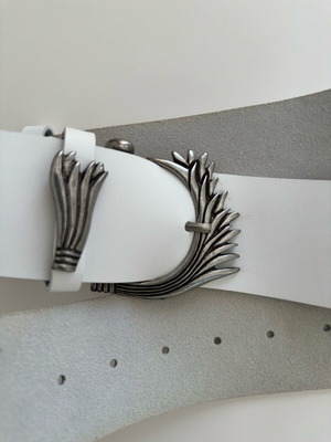 Leather Belt σαν καινούργιο, άσπρη δερμάτινη ζώνη μέσης 60-100cm