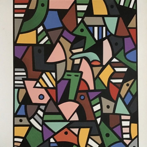 J Rosa Neo-Cubist signed print 64x50 cm