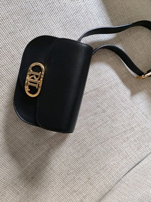Ralph Lauren leather belt bag medium like new, black with gold details