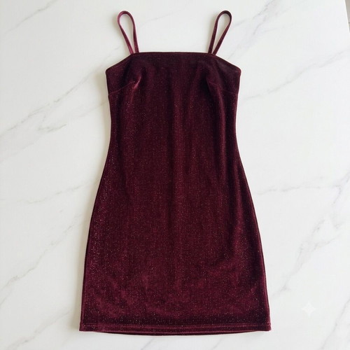Pull & Bear mini dress with gold glitter, purple, size S