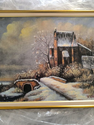 Painting with winter landscape like new