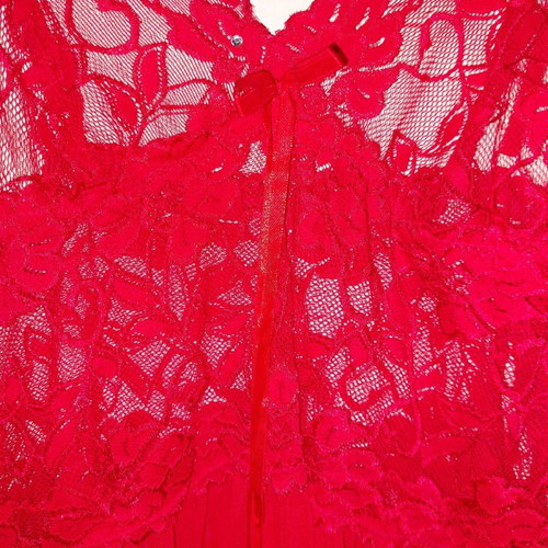 Christmas negligee semi-transparent red with lace and feathers