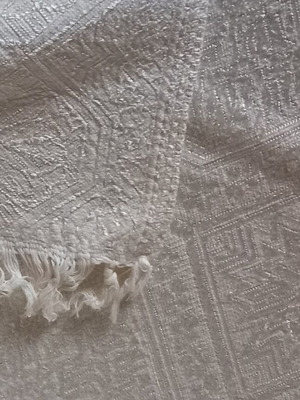 Woven machine blanket throw 2.20 x 1.80 meters ivory like new