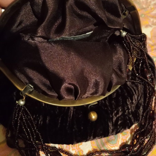Marks & Spencer velvet evening bag new, brown and purple