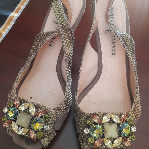 Rebeca Sanver women's sandals like new, leather with suede and semi-precious stones